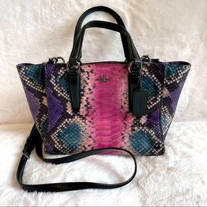 Coach faux snakeskin purse with detachable shoulder strap